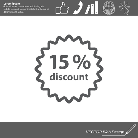 Discount fifteen (15) percent circular iconのイラスト素材