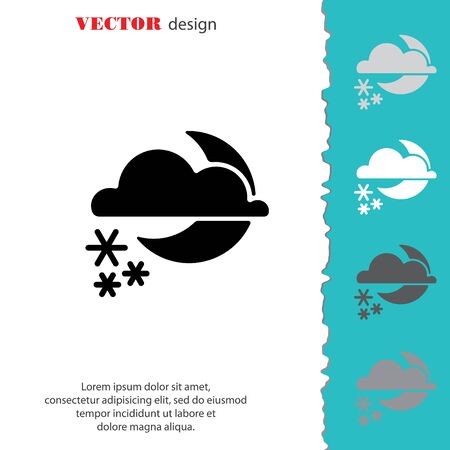 Web icon. Moon, clouds and snow. Night snowのイラスト素材