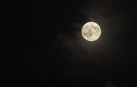 The moon in the night sky. Full moon, Moonlightの写真素材