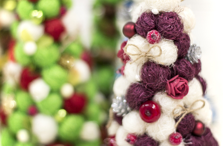 Christmas tree, decorative Christmas tree. New Year and Christmas decorations. New Year and Christmas wallpapers. Christmas tree handmadeの写真素材