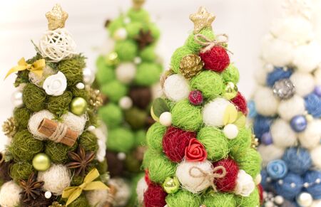 Christmas tree, decorative Christmas tree. New Year and Christmas decorations. New Year and Christmas wallpapers. Christmas tree handmadeの写真素材
