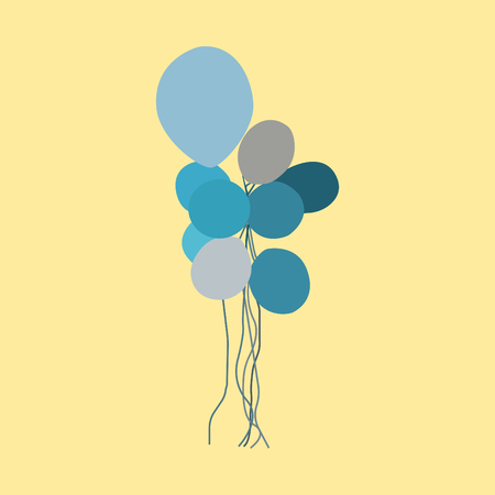 Blue and gray balloons on a yellow background. Vector illustrationのイラスト素材