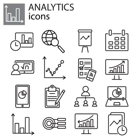Web icons set - Search Engine Optimization, Analyticsのイラスト素材