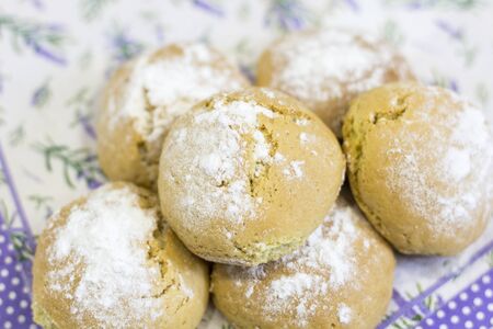 Bread. Bake (baking). Fresh rolls with sprinkling