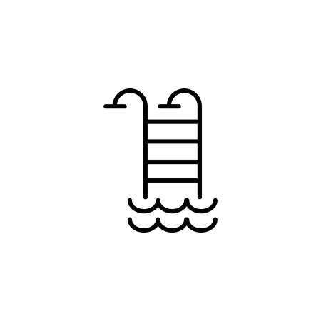 Web line icon. Pool, Stairs to the pool.のイラスト素材