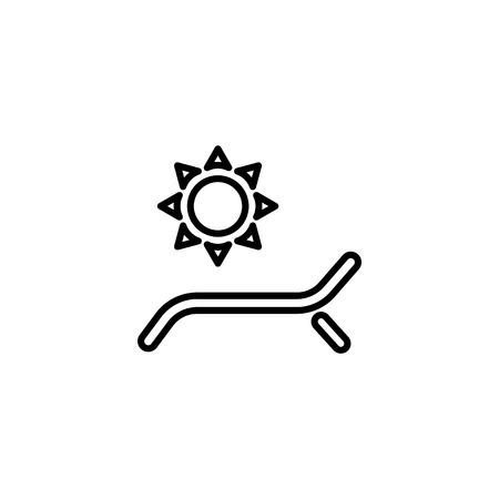 Web line icon. Deckchair and sun.のイラスト素材