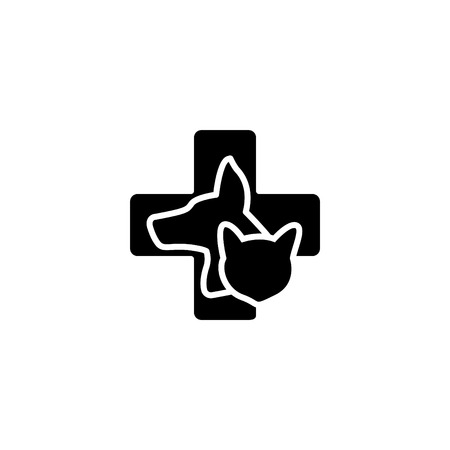 Web line icon, veterinary medicine icon (dog, cat and cross).のイラスト素材