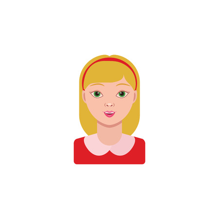 Color vector image, schoolgirl. Portrait of a small girl.のイラスト素材