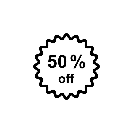 Half price tag. 50% off icon.のイラスト素材