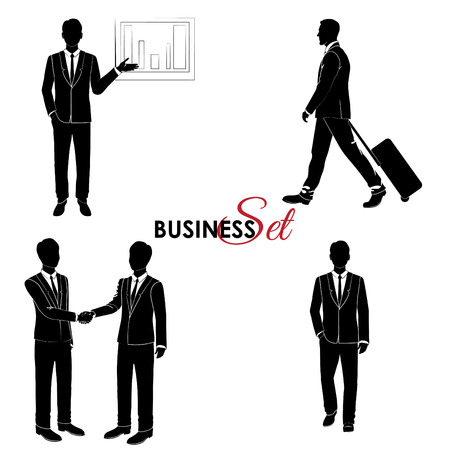 Businessman set, man in a business suit in different posesのイラスト素材