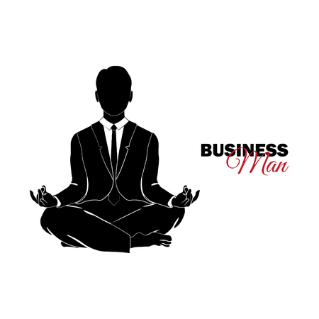 Businessman, Manager. A man in a business suit. Businessman meditatesのイラスト素材