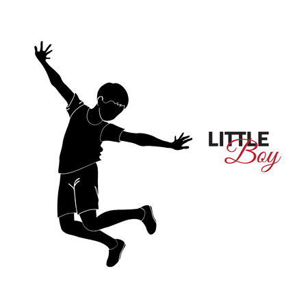 Little child, baby. Little boy jumping for joy, having funのイラスト素材