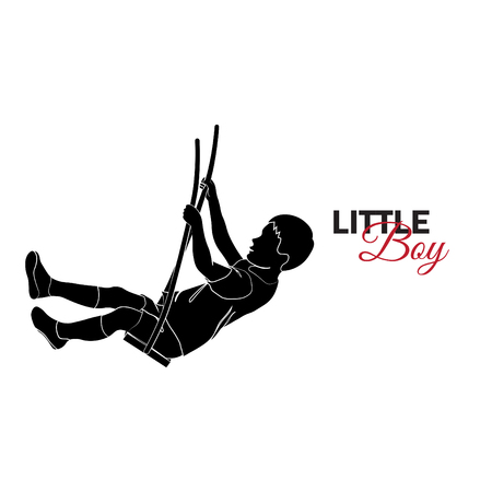 Little child, baby. Little boy is riding on a swingのイラスト素材