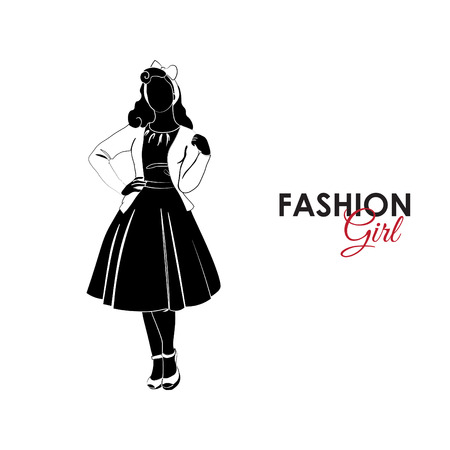 Girl in the dress of the 60'sのイラスト素材