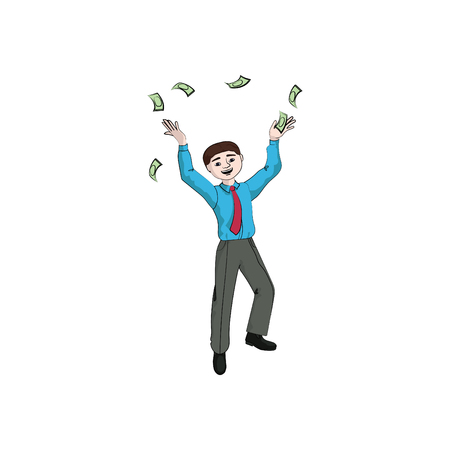 Businessman Man Boy Throws Money Money Rain Vectorのイラスト 素材 ストックフォト 写真素材のstock Foto ストックドットフォト