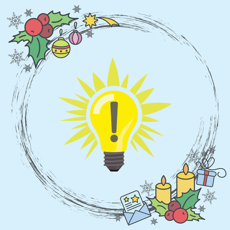 Color vector image. Sign of idea, light lamp bulbのイラスト素材