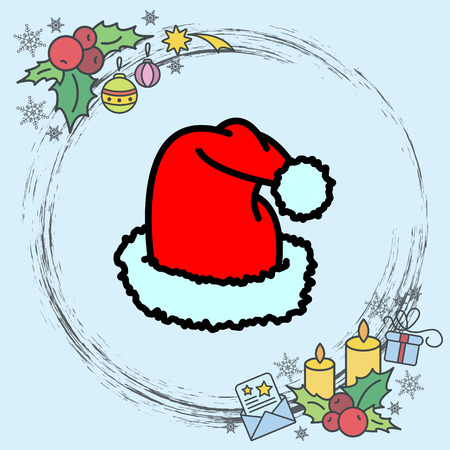 Web line icon. Hat Santa Clausのイラスト素材