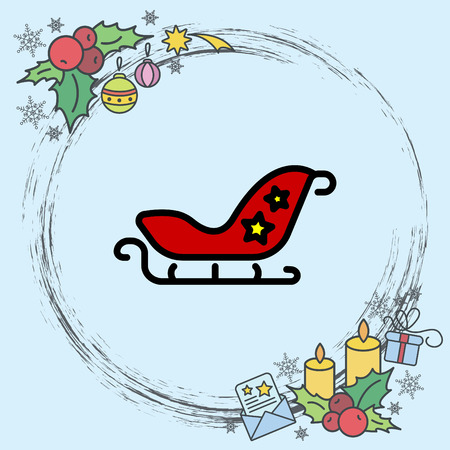 Web line icon. Santa's sleighのイラスト素材