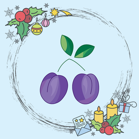 Color vector illustration. Plum iconのイラスト素材