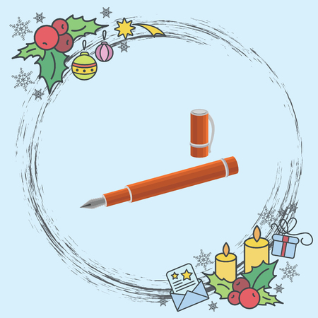 Color vector image. Pen with capのイラスト素材