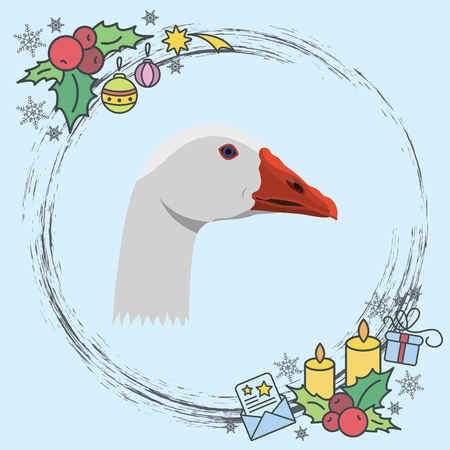 Color image. Goose's headのイラスト素材