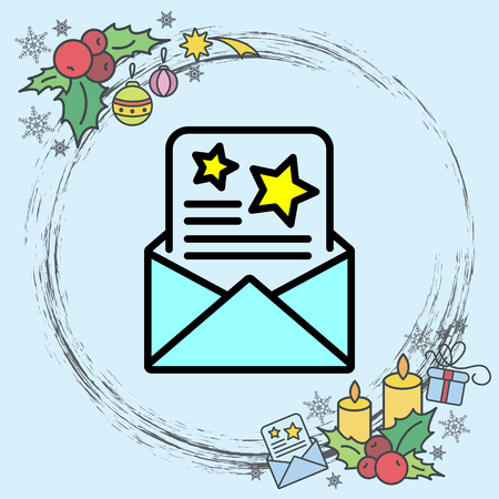 Web line icon. Christmas Greetings, Christmas cardのイラスト素材