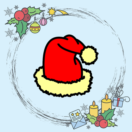 Web line icon. Hat Santa Clausのイラスト素材