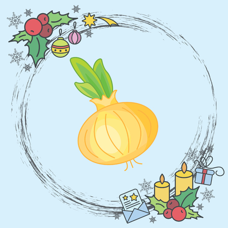 Color vector illustration. Onion bulbのイラスト素材