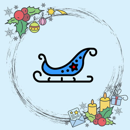 Web line icon. Santa's sleighのイラスト素材