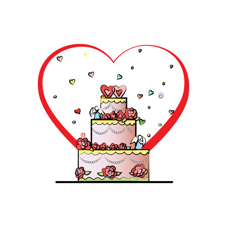 Wedding cake vector. Valentine's Dayのイラスト素材