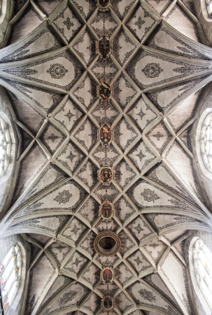Central nave of the Berne Cathedral. Interior of the Berne Cathedral. Gothic cathedral in Bernのeditorial素材