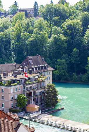 House in Bern. Architecture of Bern. House on the river Aare
