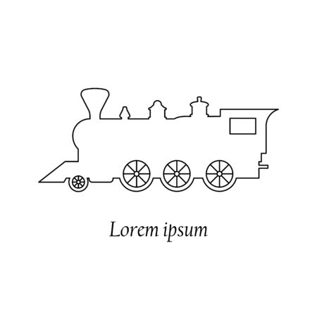 Train retro steam locomotive, old vintage style, vector icon line, emblem bannerのイラスト素材