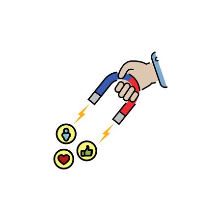 social and media influence vector color iconのイラスト素材