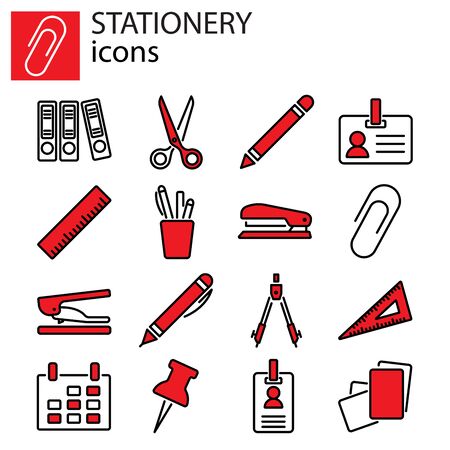 Web icons set. Stationery, office stuffのイラスト素材