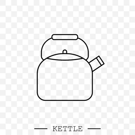 kettle icon line, linear vector.  kettle gas black thin line, linear. Black Kettle with handle icon isolated. Kettle in line art style vector icon. kettle emblem, sign. Kettle illustrationのイラスト素材