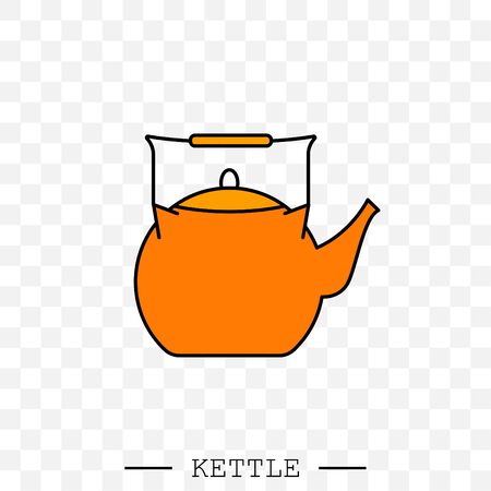 kettle icon vector. kettle gas color. Color Kettle with handle icon isolated on white background. Kettle in art style vector icon. kettle emblem, sign. Kettle illustration. teapot symbolのイラスト素材