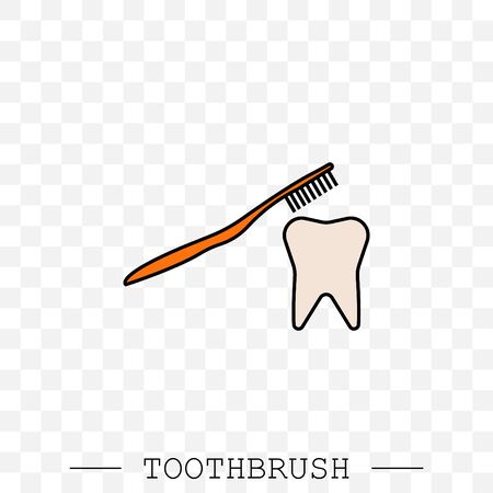 Toothbrush cleans a tooth icon vector. Teeth cleaning. vector with editable stroke. Dental toothbrush icon. dental  toothbrush vector. toothbrush icon in trendy flat style isolated. Simple のイラスト素材