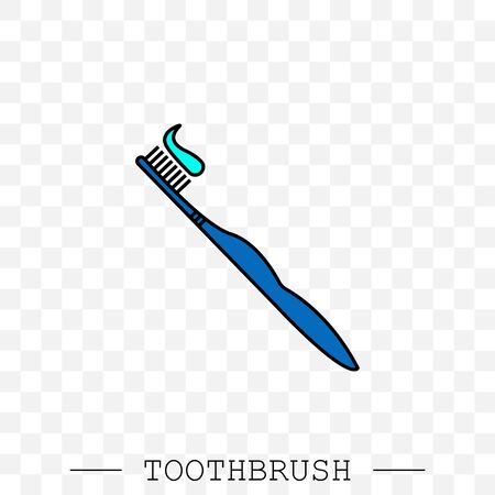 Vector color icon of toothbrush with applied toothpaste portion. Toothbrush icon vector. Teeth cleaning. vector with editable stroke. Dental toothbrush icon. dental  toothbrush vector. toothbrushのイラスト素材