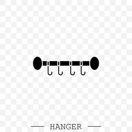 clothes hanger black icon vector. icon of hanger for clothes. Hanger with hooks. Hanger for towels and hatsのイラスト素材