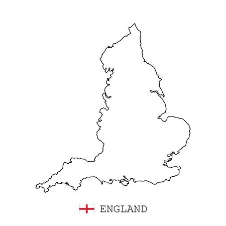 England map line, linear thin vector. England simple map and flag.のイラスト素材