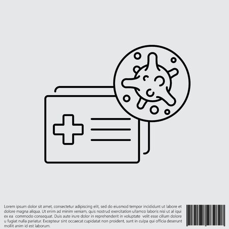 Virus, bacteria and medical form, document, certificate line, linear icon, symbol, sign. coronavirus, COVID-19 iconのイラスト素材