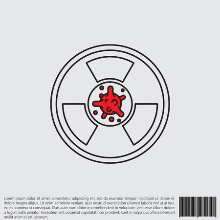 Virus, bacteria and radiation sign line, linear icon, symbol. coronavirus, COVID-19 iconのイラスト素材