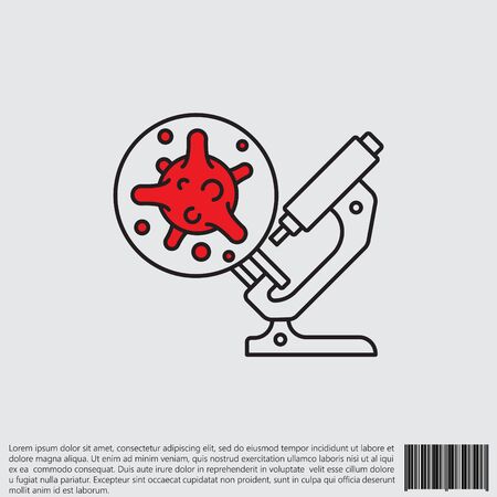 Virus, bacteria and microscope line, linear icon, symbol, sign. coronavirus, COVID-19 iconのイラスト素材