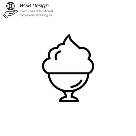 Ice cream in cup icon thin line, linear, outline. dessert or sweetness in glass.のイラスト素材