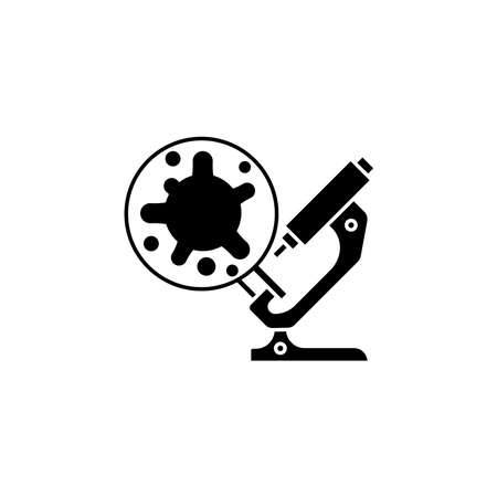 Virus, bacteria and microscope icon, symbol, sign. coronavirus, COVID-19 icon, logo black on white background. 2019-ncov simpleのイラスト素材