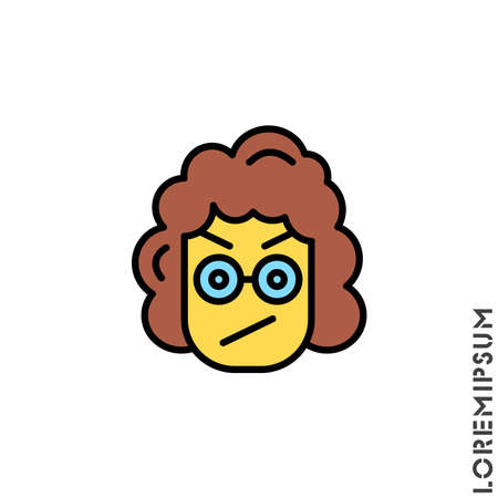 Angry girl, woman yellow icon vector. Furious Face Emoticon Icon Vector Illustration. Style.のイラスト素材