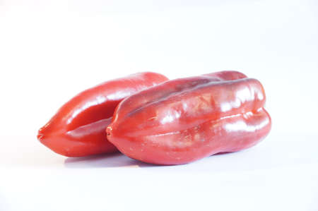 Red pepper on a white background isolated. Vegetables on a white background.の写真素材