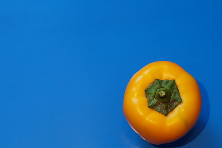 Yellow pepper isolated on a colorful background. Vegetables isolated on background.の写真素材