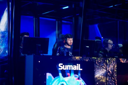 MOSCOW, RUSSIA - MAY 14 2016: EPICENTER MOSCOW Dota 2 cybersport event. Evil geniuses mid lane player Sumail Hassan in the cabin on the stage.のeditorial素材